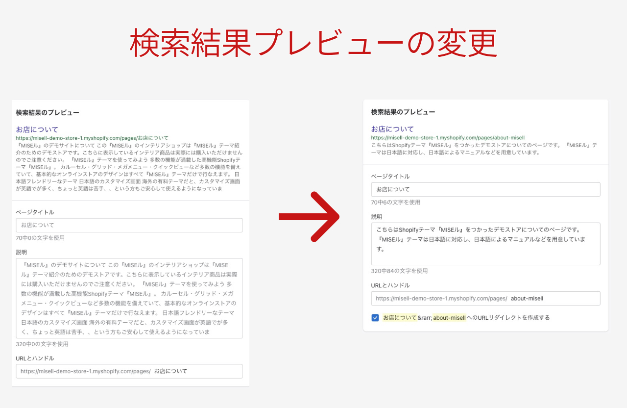 Shopify制作 検索結果プレビューの変更